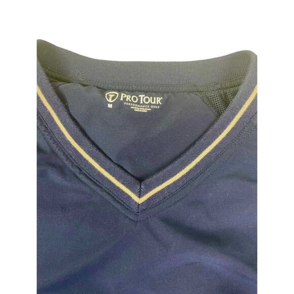 Pro Tour Navy Blue Golf V-Neck Windbreaker Jacket Pullover Convertible Sleeve M - Picture 2 of 8
